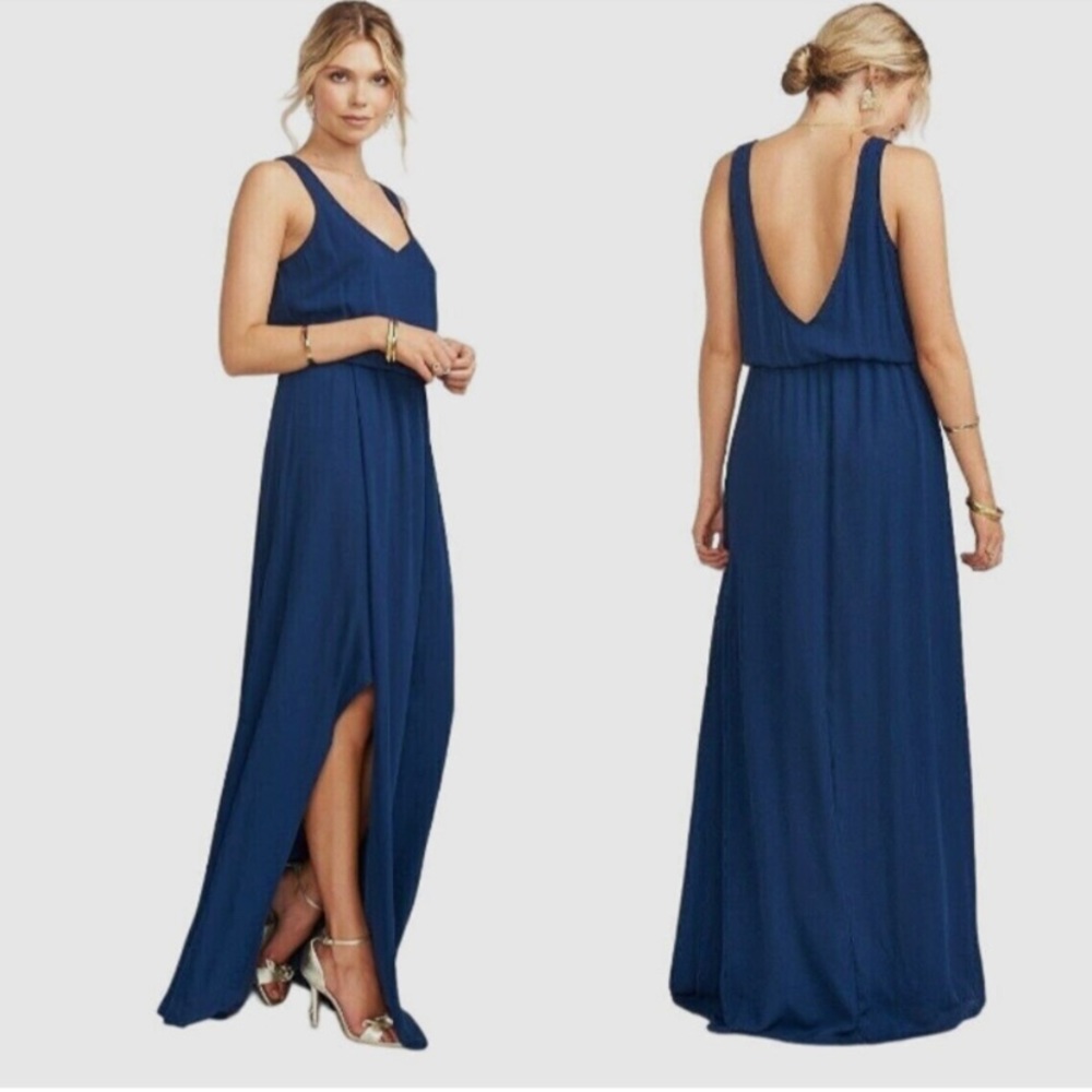 Show Me Your MuMu Size XXS Navy Blue Kendall Sleeveless Chiffon Full Maxi Dress